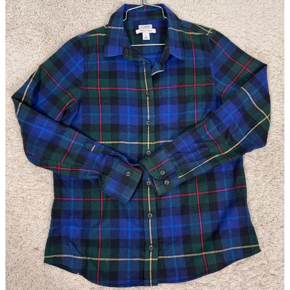 LL Bean Slightly Fitted Blackwatch Plaid Long Sleeve Button Up Shirt Size S Hike - Picture 10 of 12